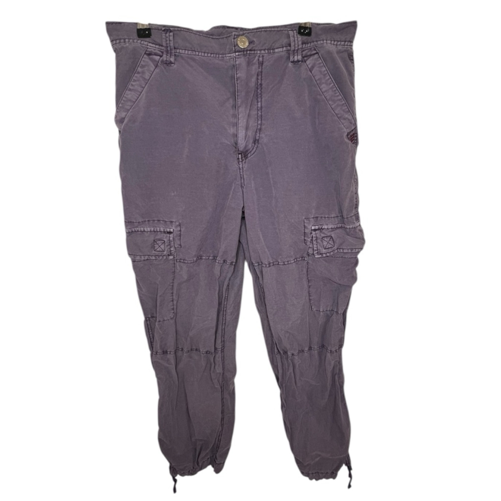 BDG Lavender Cropped Cargo Pants With Adjustable At Ankles And Side Pockets